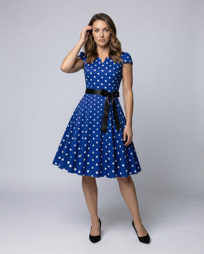 Damen Retro Schleifengürtel Swingkleid