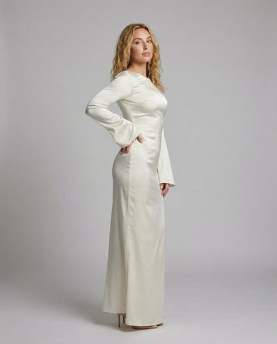 Damen Elegante Taillierte-Silhouette Satin-Maxikleid
