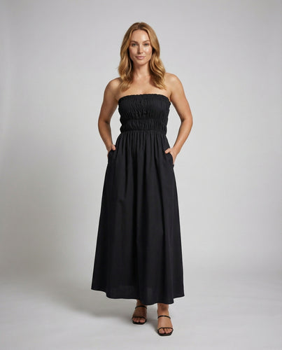 Damen Fließende Ketten-Träger Bandeau-Maxikleid