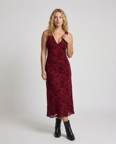Damen Florale Burnout-Struktur Abendmaxikleid