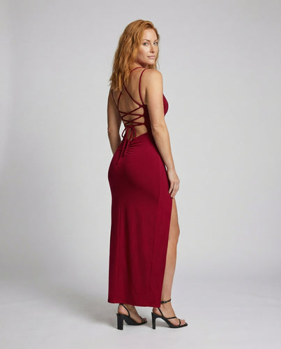 Damen Verführerische Geschnürtes-Rückendetail Maxikleid