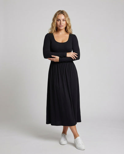 Damen Fließende Geraffte-Taillennaht Strickkleid