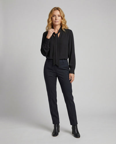 Damen Bluse Bindeschal V-Ausschnitt