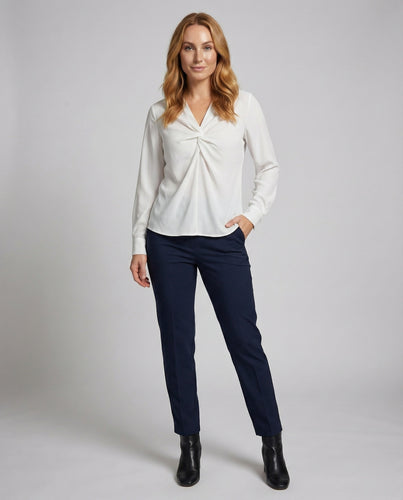 Damen Bluse Drapiert Knotenfront Hemdkragen