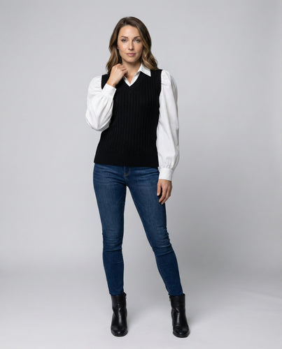 Damen Strickweste V-Ausschnitt Layering