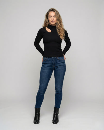 Damen Strickpullover Cut Out Figurbetont