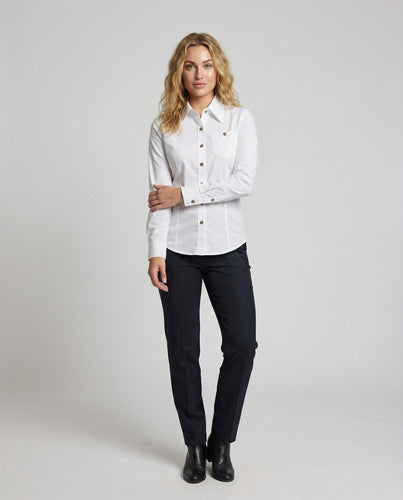 Damen Popeline Hemdbluse Tailliert