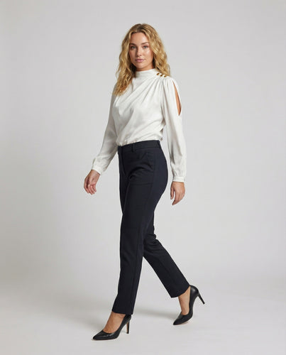 Damen Bluse Drapiert Stehkragen Elegant
