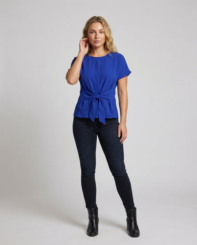 Damen Bluse Kurzarm Gürtel