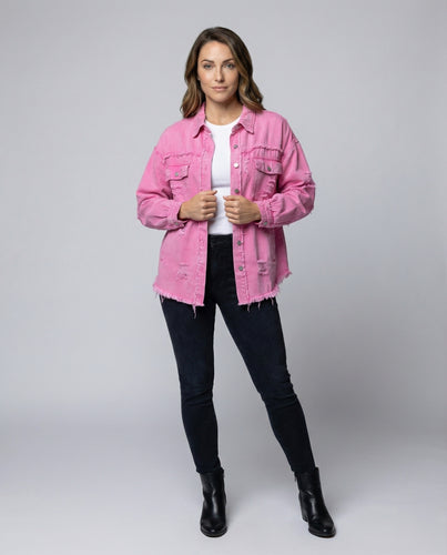 Damen Jeansjacke Oversize Destroyed