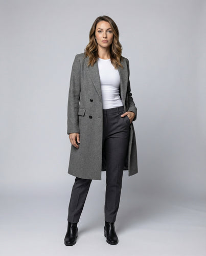 Damen Wollmantel Tailliert Lang