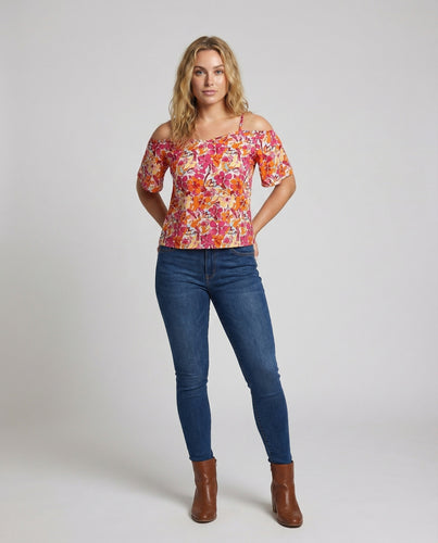Damen Off-Shoulder-Bluse Leicht Volant