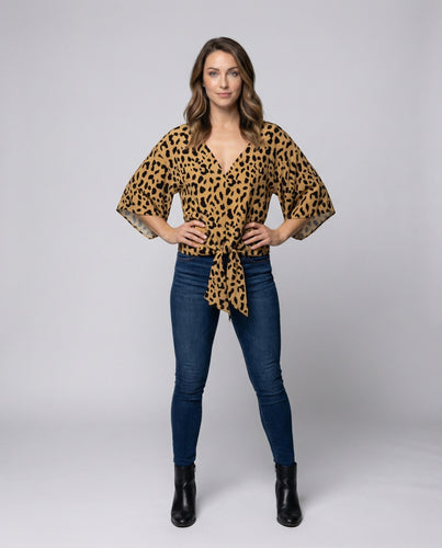 Damen Kimonobluse Locker V-Ausschnitt