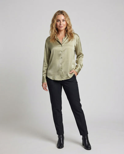Damen Satin-Hemdbluse Minimalistisch Oversize
