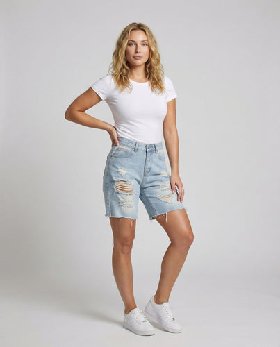Damen Jeans-Bermuda Mittelhoch Lässig