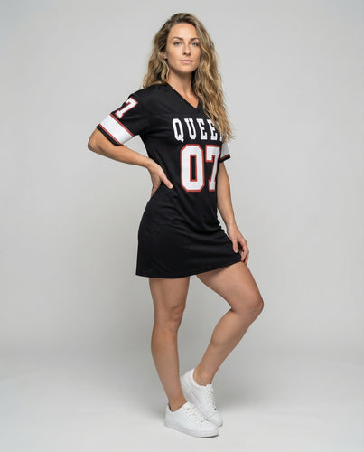 Damen Jersey-T-Shirtkleid Sportiv V-Ausschnitt