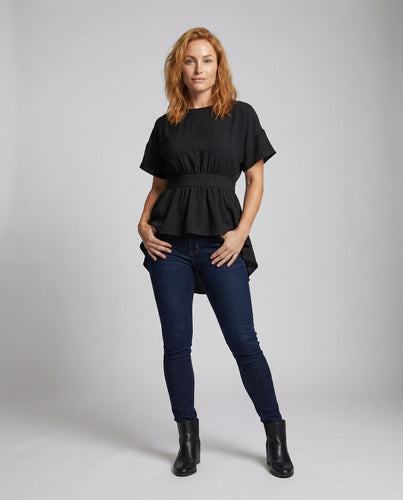 Damen Schößchenbluse Tailliert Asymmetrisch
