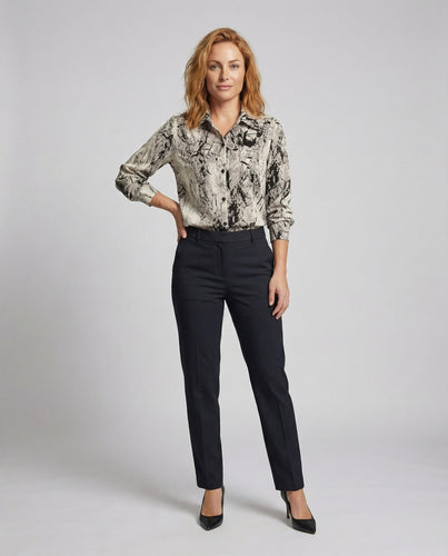 Damen Hemdbluse Weit Marmorprint Kentkragen