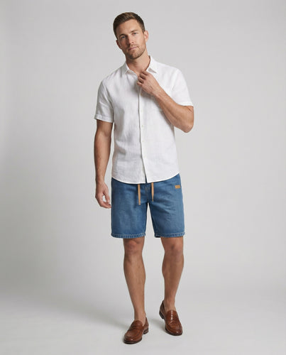 Herren Denim-Bermuda Relax Elastikbund Patch