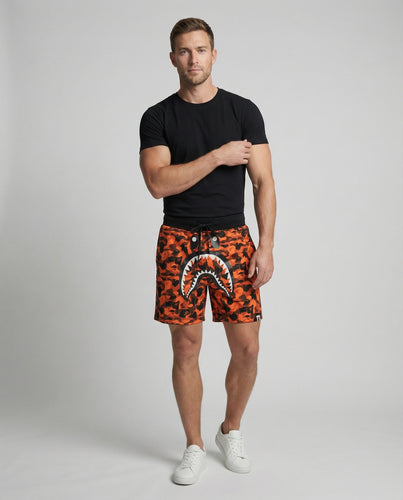 Herren Badeshorts Sportlich Haifisch Camouflage