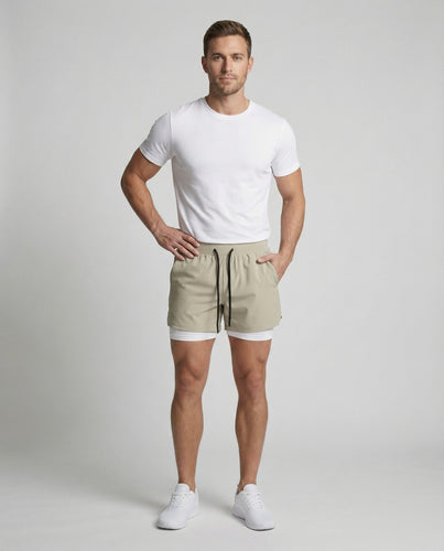 Herren Laufshorts Zweilagig Kompressions Mesh