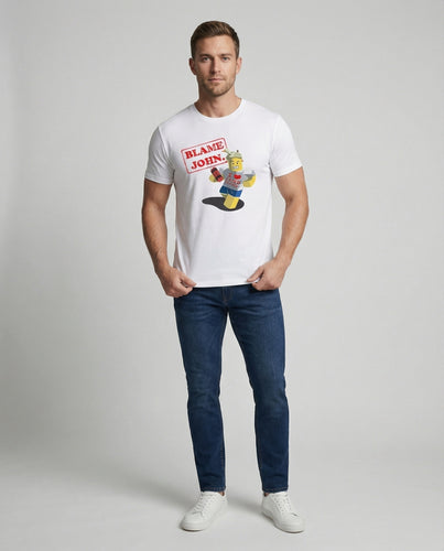 Unisex Statement-T-Shirt Comic-Print Baumwolle