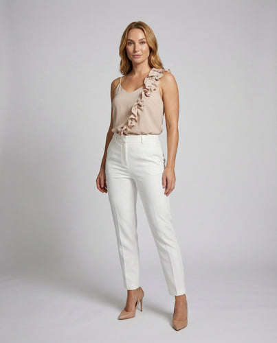 Damen Satin Top mit asymmetrischem Volant