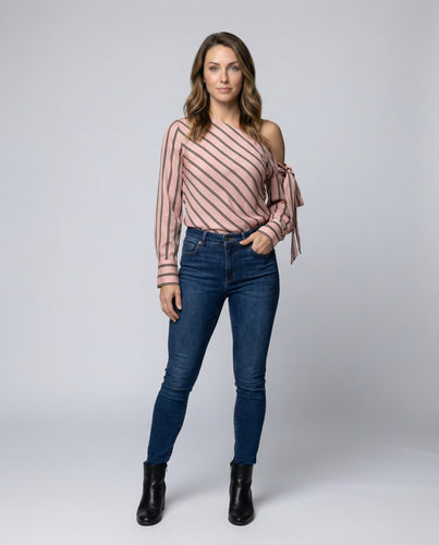 Damen Schulterfreie Bluse mit Schleifendetail