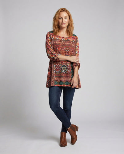 Damen Ornamentale Oversize-Tunika mit Taschen