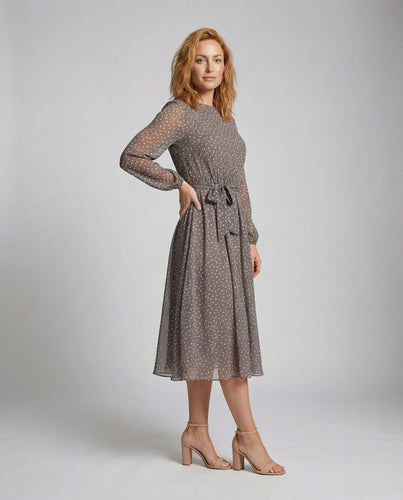 Damen Florales Chiffon-Midikleid mit Gürtel