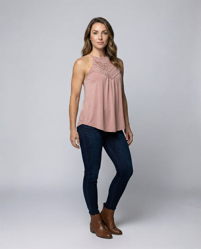Damen Neckholder-Top Gehäkelt Spitze A-Linie