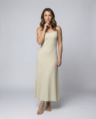 Damen Geripptes Bahnenstruktur Strickkleid