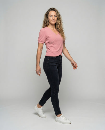 Damen Geripptes Wickel Cropped Top