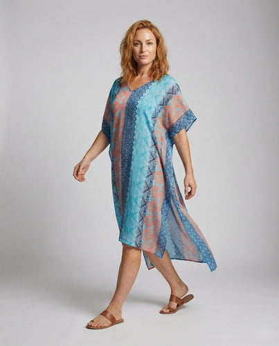 Damen Ornamentprint Chiffon Kaftan