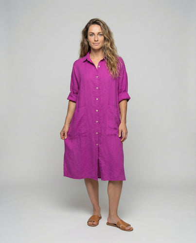 Damen Hemd-Midikleid mit Tunnelzug