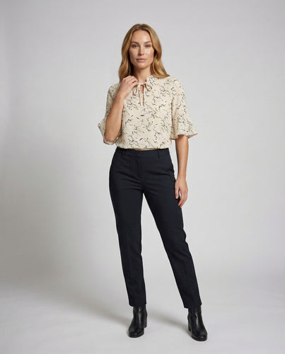 Damen Florale Stehkragen Volantbluse