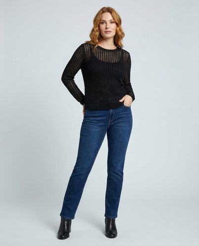 Damen Leichter Ajour-Strickpullover