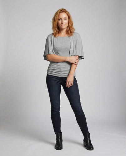 Damen Fledermaus-Volantärmel Jersey-Top