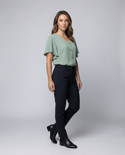 Damen Schmetterlingsärmel Viskosebluse