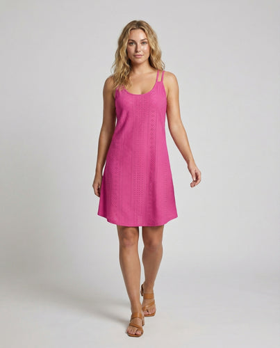 Damen Broderie-Anglaise Träger-A-Linienkleid