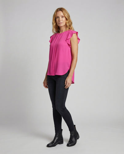 Damen Flügelärmel Chiffon-Tunikatop