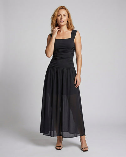 Damen Gerafftes Chiffon-Maxikleid