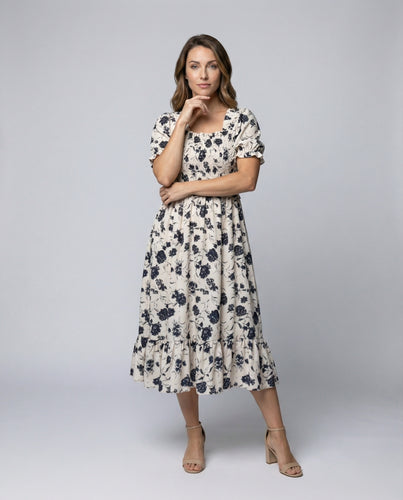 Damen Quadratischer Ausschnitt Stufen-Sommerkleid