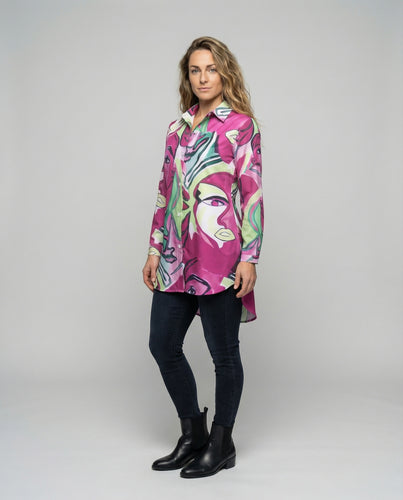 Damen Abstraktes Allovermuster Oversize-Tunika