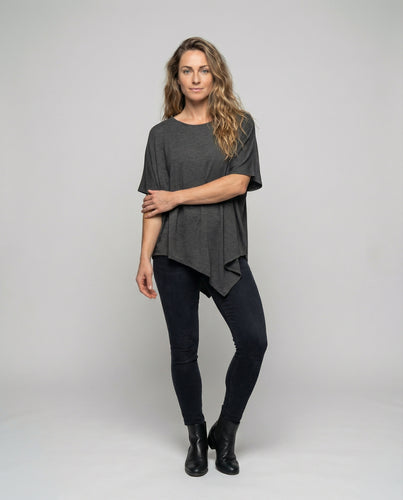 Damen Asymmetrisches Zipfelsaum Oversize-Shirt