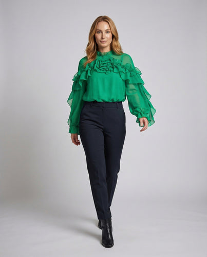 Damen Rosen-Applikation Chiffonbluse