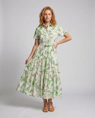 Damen Safari-Stil Stufen-Hemdblusenkleid