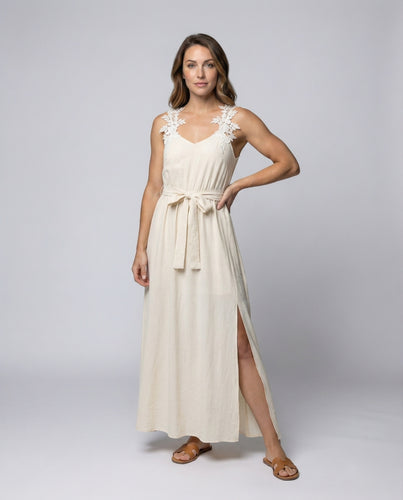 Damen Spitzen-Träger Sommer-Maxikleid