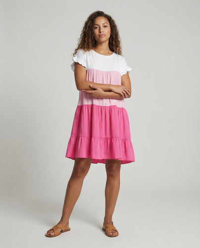 Damen Empire Volantärmel Babydoll-Kleid