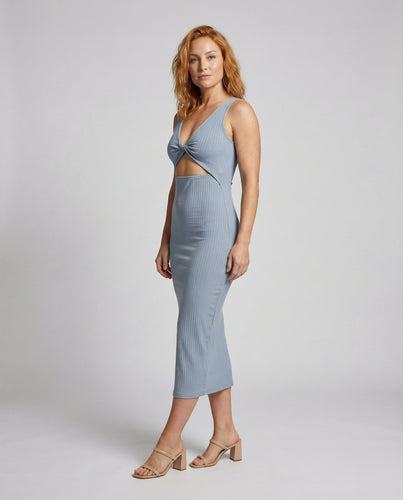 Damen Ripp-Midikleid mit Cut-Out